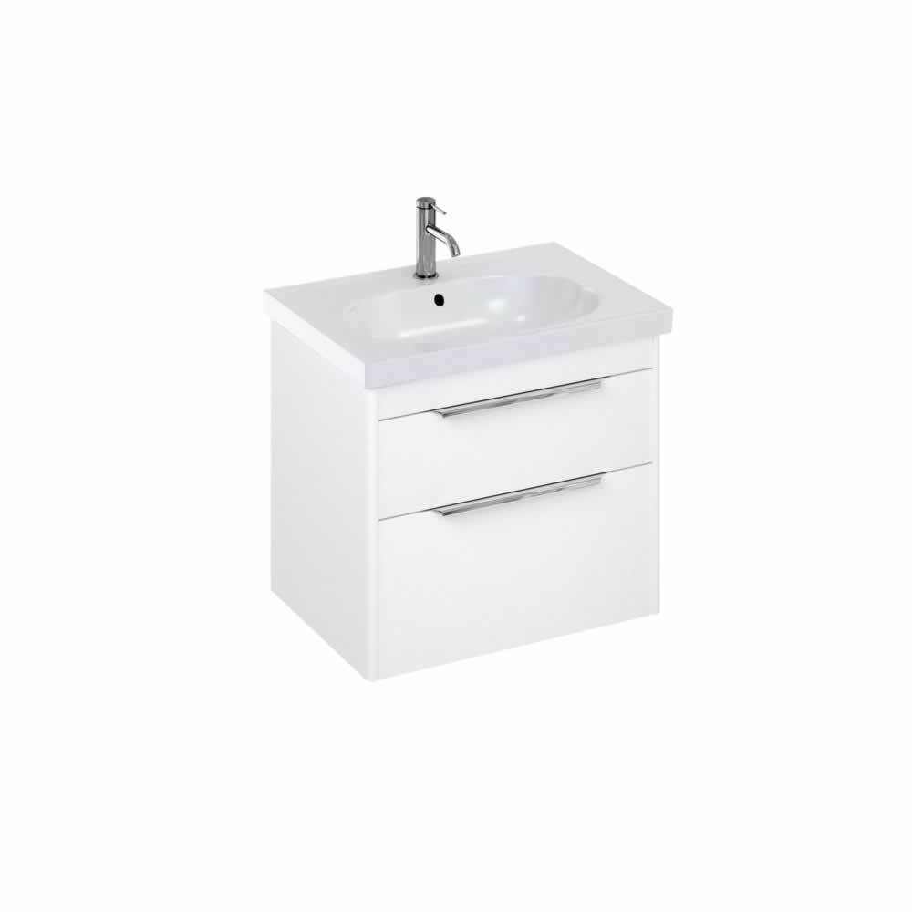 Shoreditch 65cm double drawer Matt White with Origin Round Basin